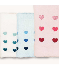 Set asciugamani 1+1 CUORI _ Bianco/Tiffany_Celeste_Rosa