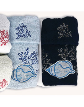 Set asciugamani 1+1 CONCHIGLIA - cielo e blu