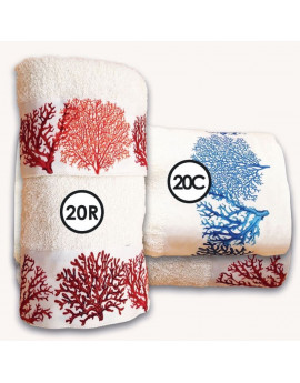Set asciugamani 1+1 CORALLO con balza stampa digitale